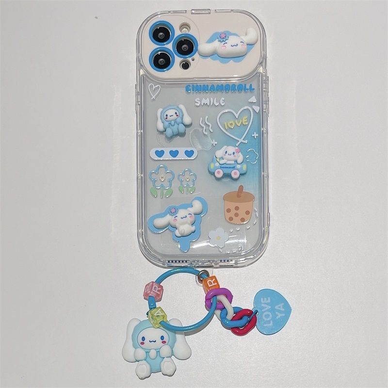 Sanrio Cinnamoroll with stand Pachacco makeup mirror Phone Cases For iPhone  14 13 12 11 Pro Max XR XS MAX 8 X 7 Back Cover 
